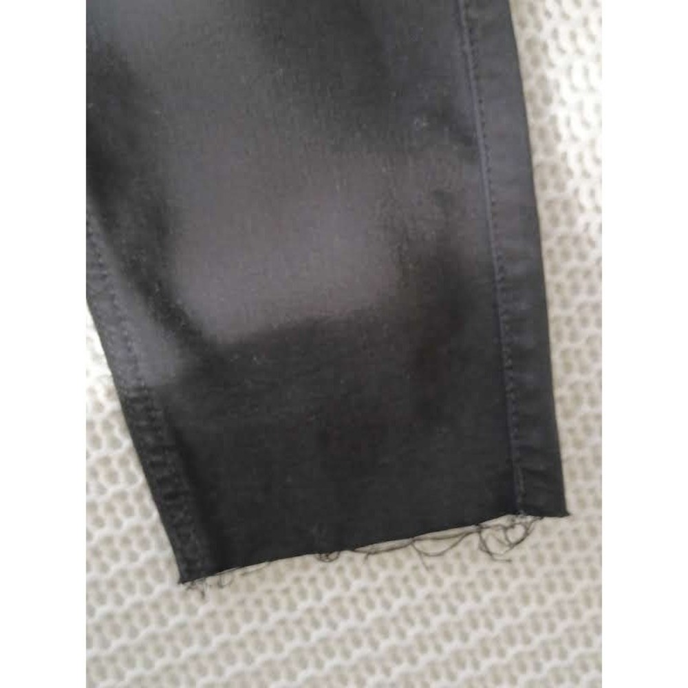 7 For All Mankind Blair NWOT Black Skinny Jeans Raw Hem Stretch Denim 28x28 $198 - Picture 8 of 9